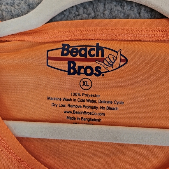 Beach Bros Men's Orange & Gray Pull Over Shirt Sz XL Surfing Swimming Biking - Picture 5 of 10